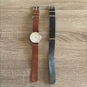 TIMEX FAUX LEATHER WATCH w/ EXTRA STRAP